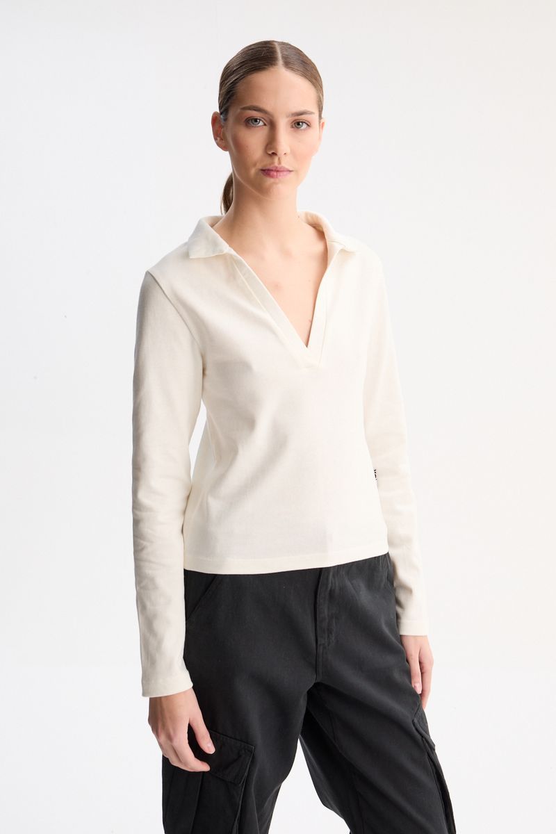 REMERA POLO ECRU